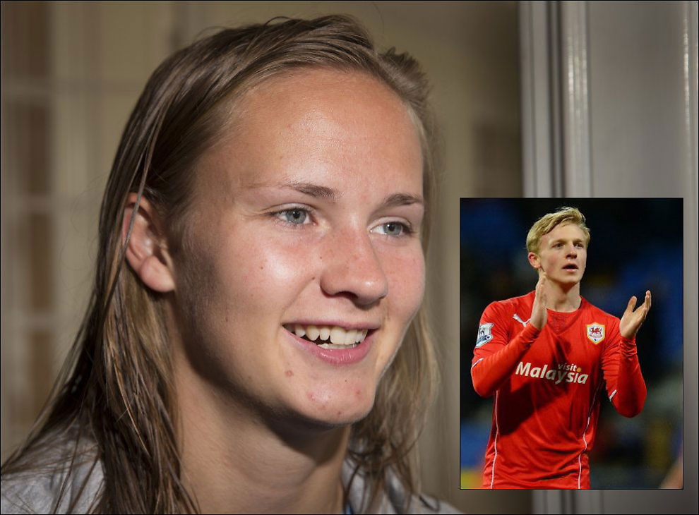 STOLT VENNINNE: Landslagsspiller Caroline Graham Hansen og Cardiffs Mats ... - 2120782