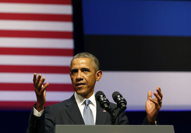 & lt; p & gt; IN ESTONIA: President Barack Obama hit out against Russia during his speech in Estonia on Wednesday. & lt; / p & gt;
