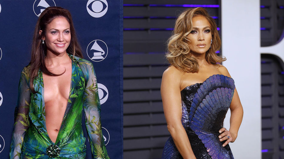 DA OG NÃ: PÃ¥ bildet til venstre fra 2000 skapte Jennifer Lopez motehistorie. Til hÃ¸yre er hun pÃ¥ Oscar-nachspiel 19 Ã¥r senere. Foto: AFP/REUTERS.